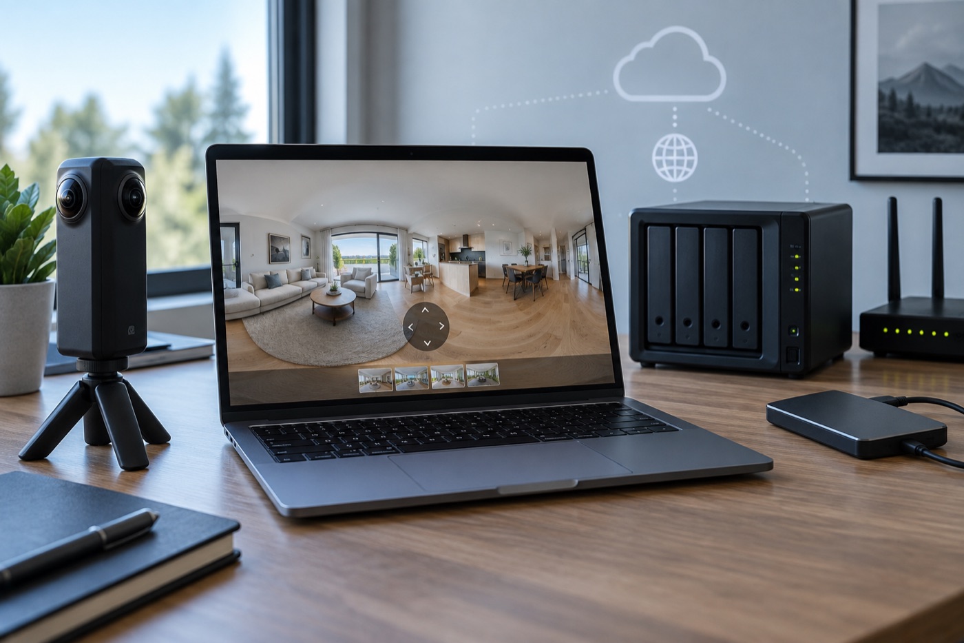 A 360 virtual tour connected to cloud hosting and local backups