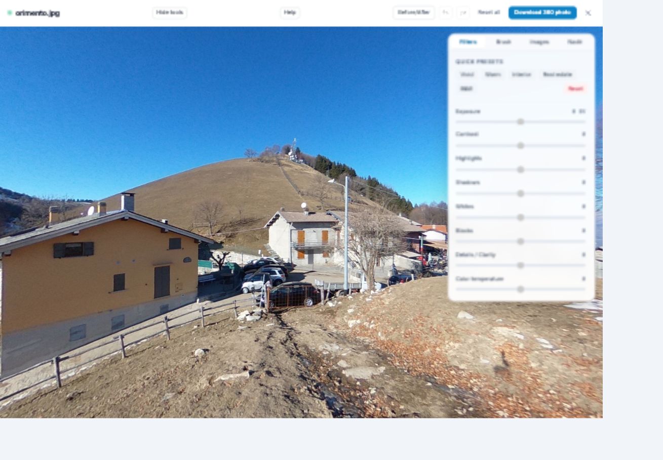Orimento panorama open in the real Mirame360 Photo Editor