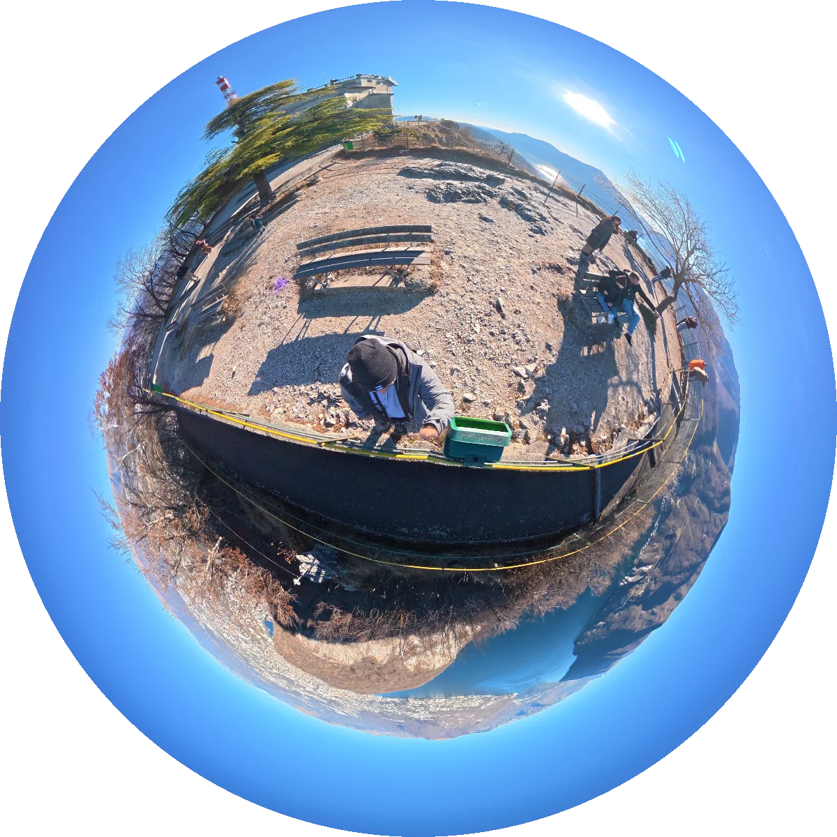 Tiny Planet result made from the mountain viewpoint panorama